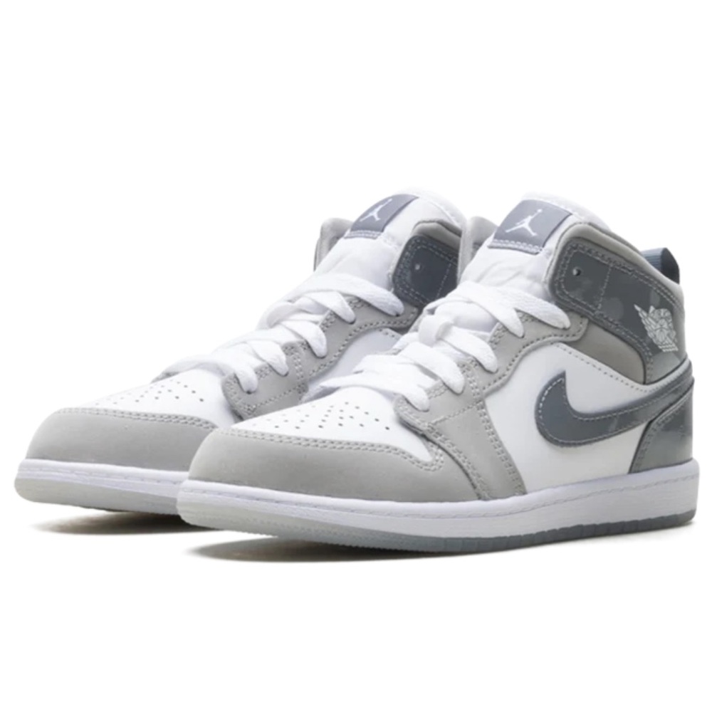 Jordan 1 Mid White/Cool Grey, 5.5Y